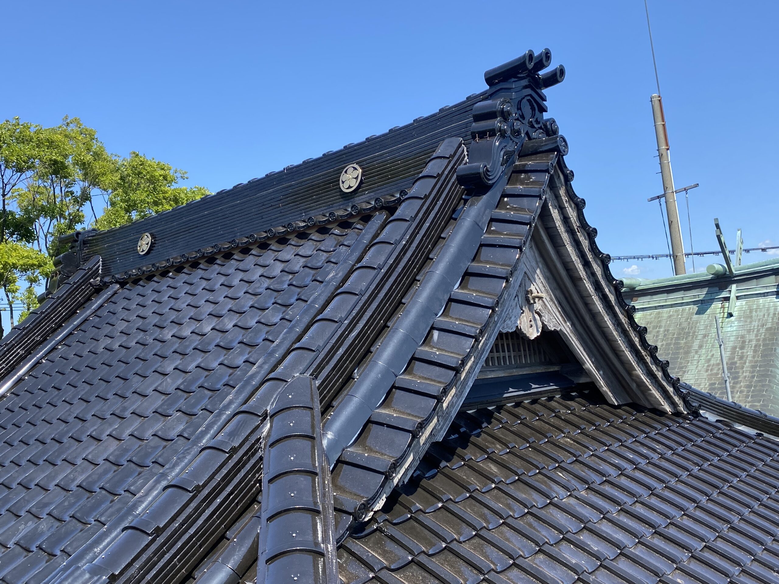 能美市　神社　屋根瓦葺き替え工事